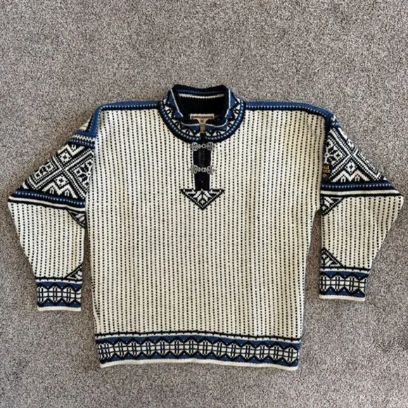 Vintage Dale of Norway Wool Sweater Norwegian Pullover Sweater Ivory Medium - Picture 2 of 16